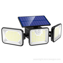 2023 New Remote Control 3 Heads Solar Motion Sensor Light 1000 Lumens 180 Led Security Light 270 Wide Angle Flood Wall Lights